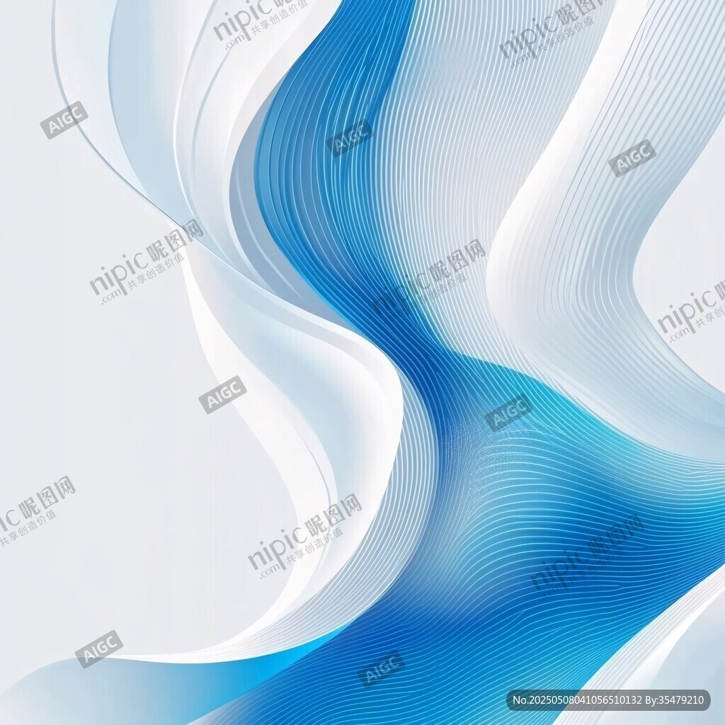 蓝白动感流线抽象背景图
