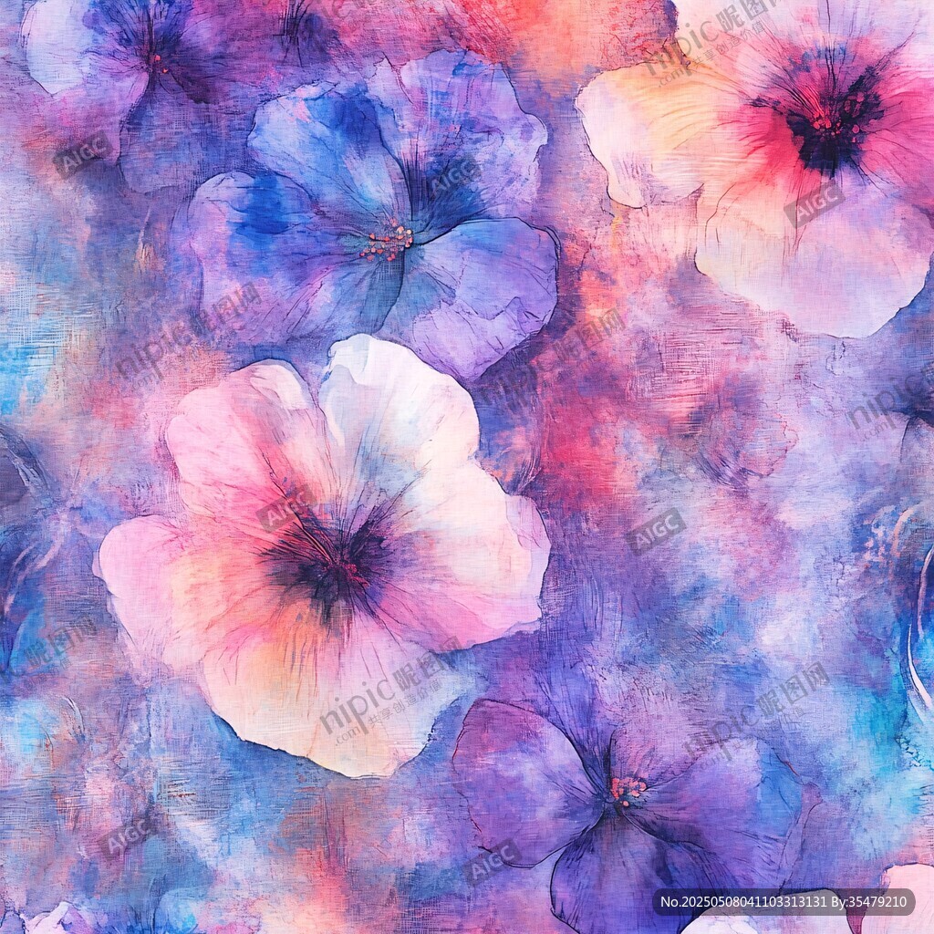 梦幻水彩花卉图案背景