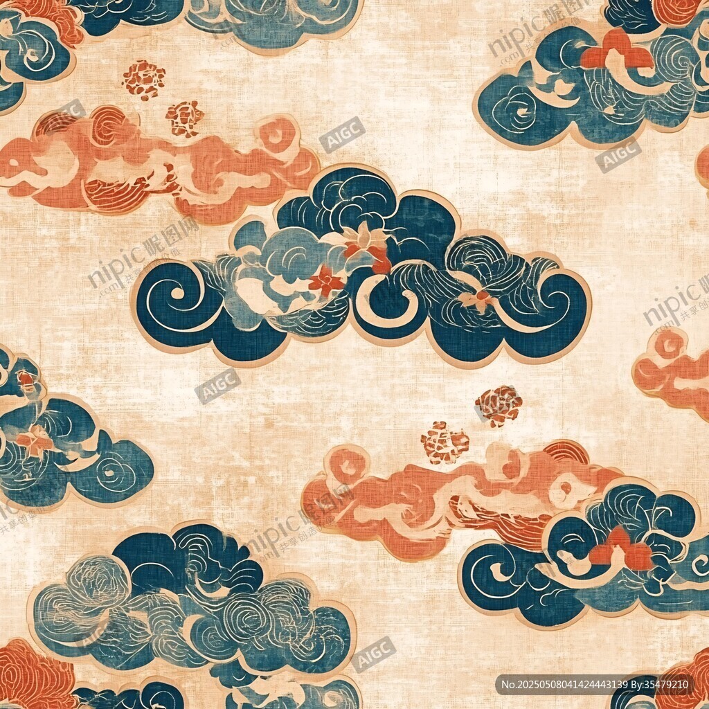 中式古典祥云图案纹理