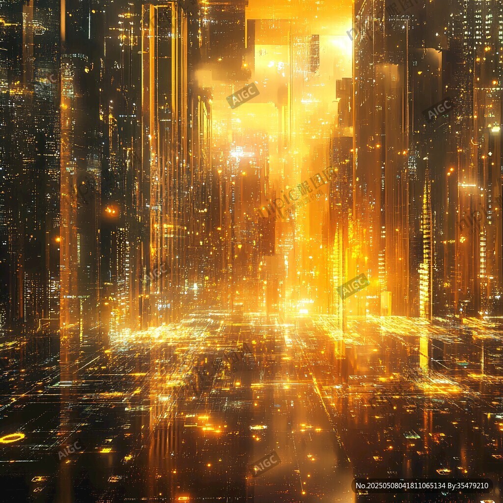未来都市炫彩科技夜景