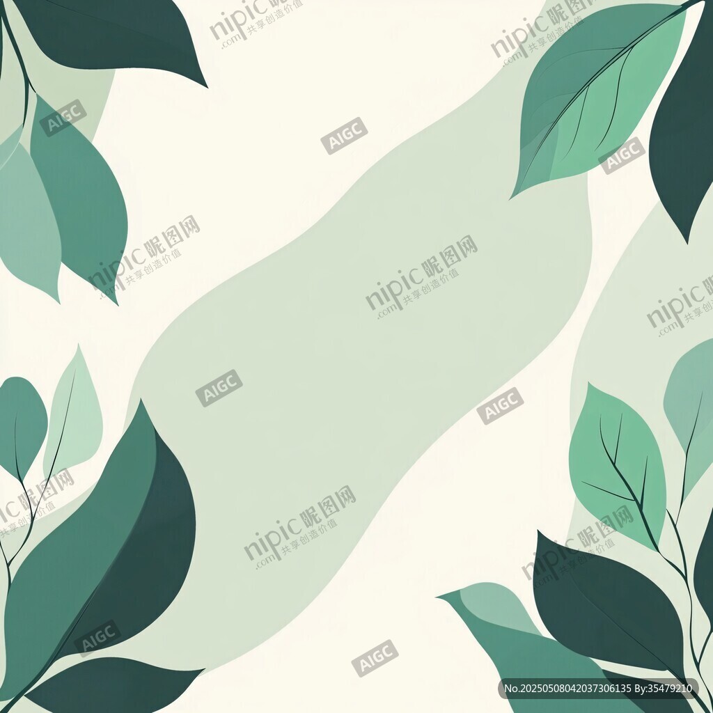 清新绿叶边框背景图