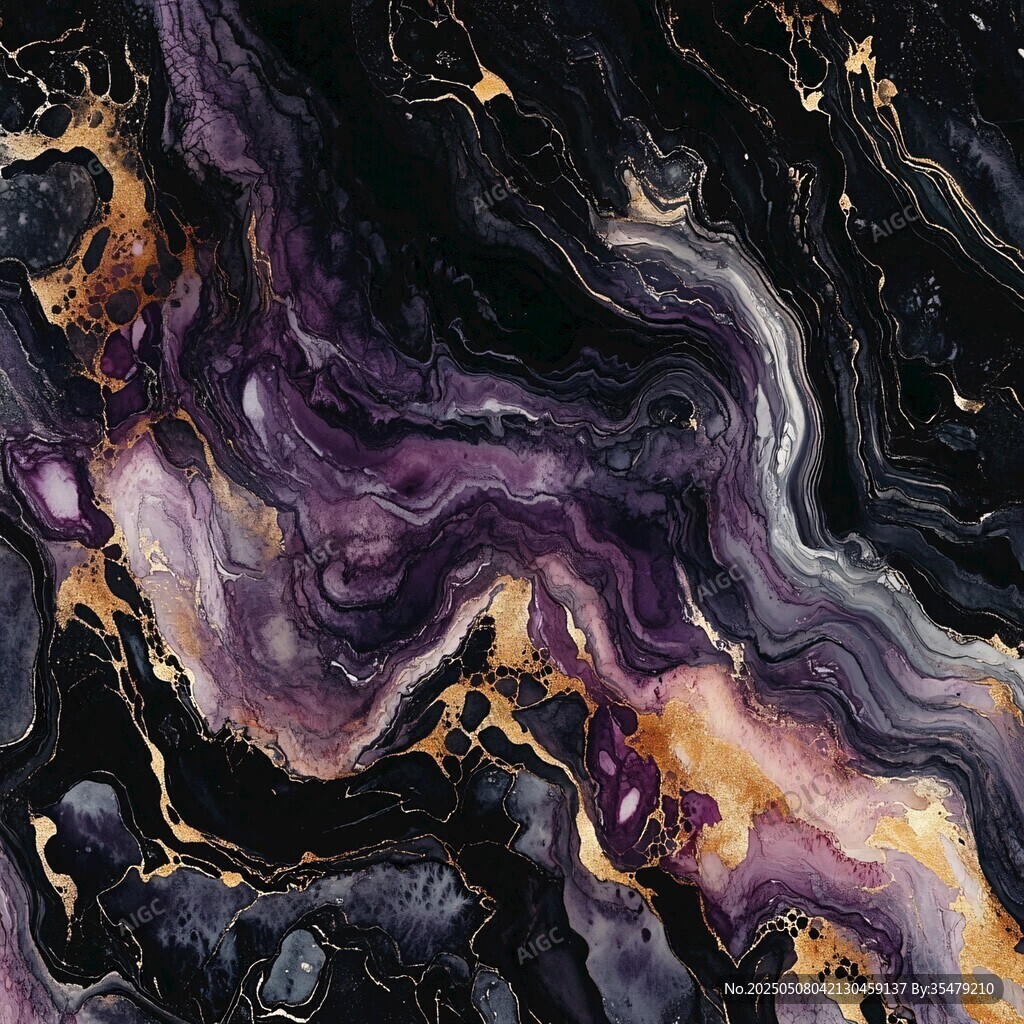 梦幻紫黑金流体艺术纹理