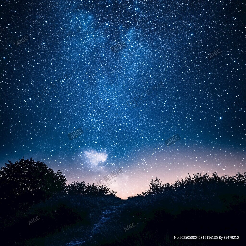 梦幻星空下的静谧小路