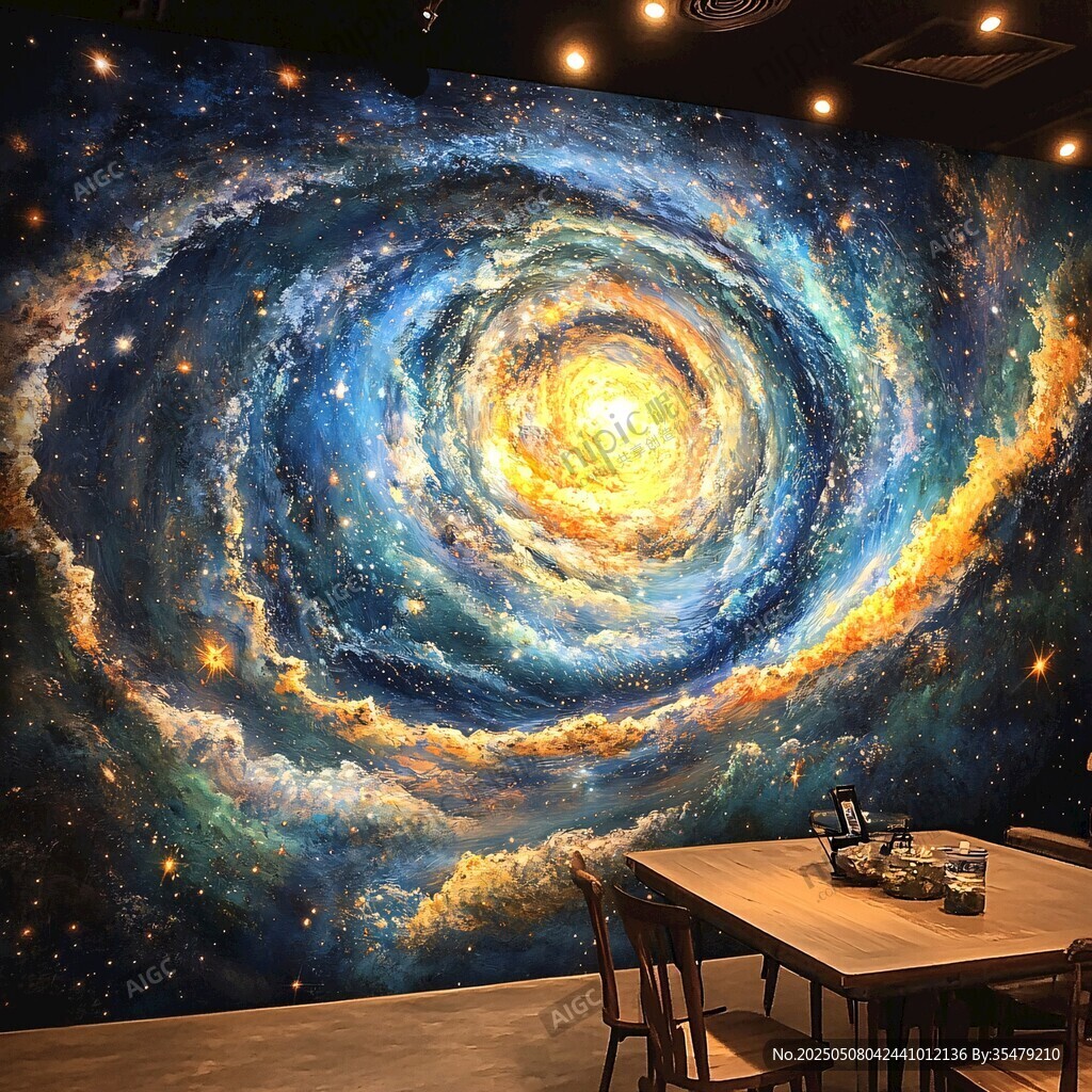 梦幻星系壁画营造独特空间