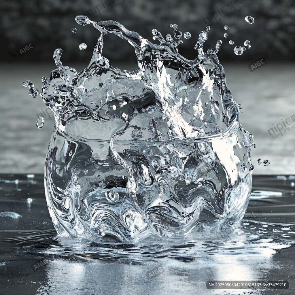 水花飞溅玻璃杯
