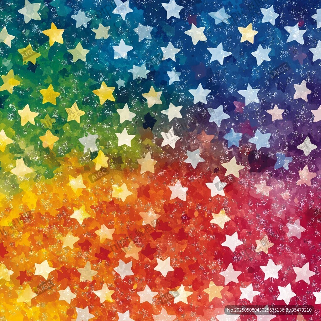 彩虹色星星梦幻背景图