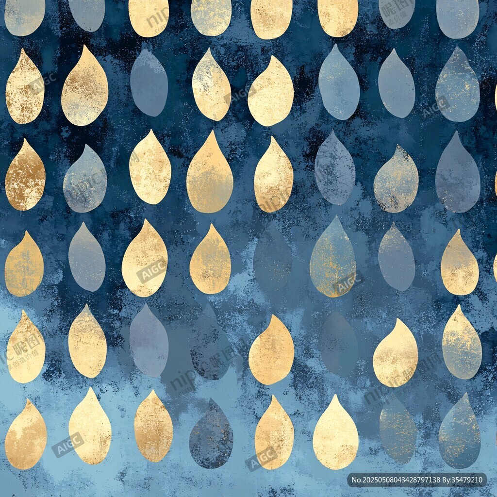 蓝金雨滴图案背景纹理