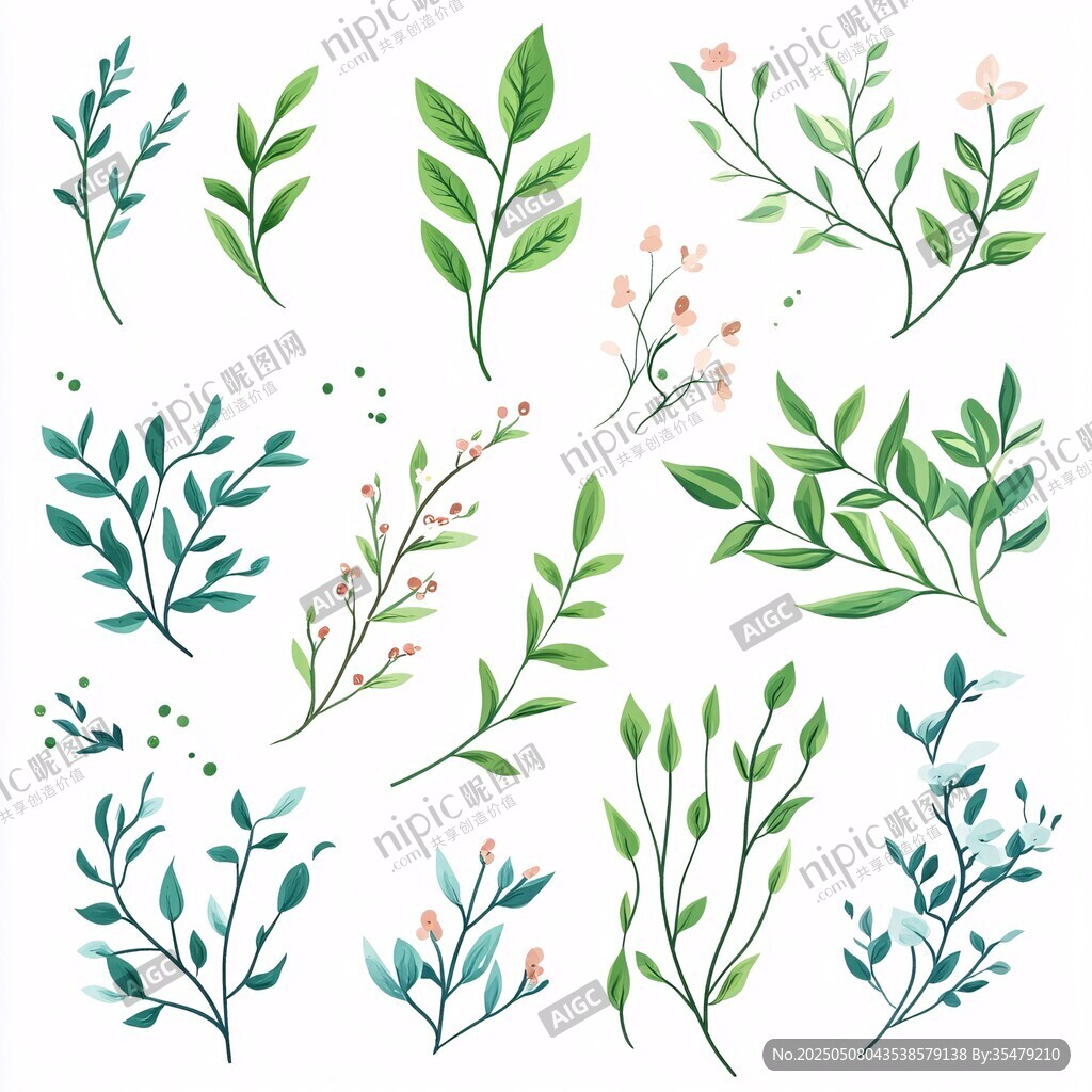 清新手绘绿植花卉元素集