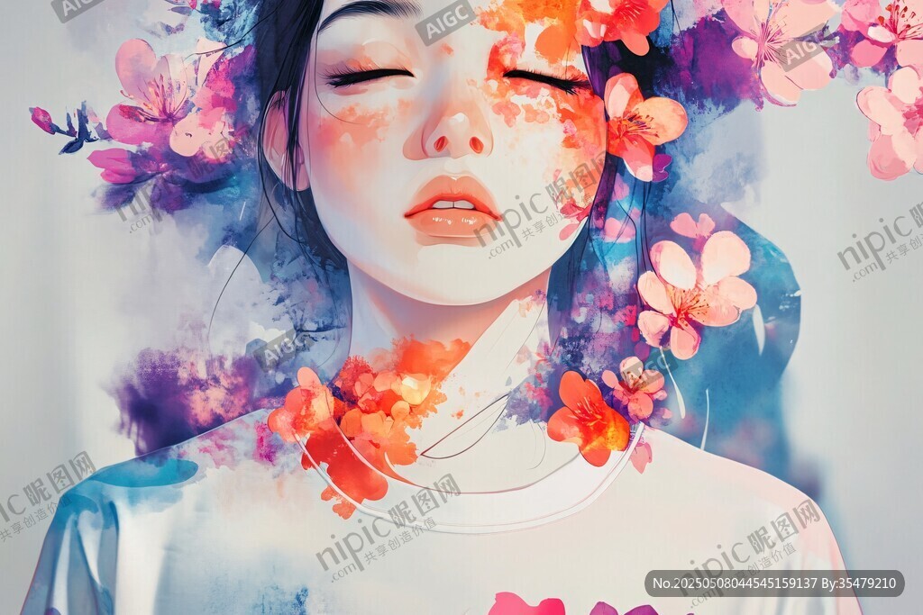 梦幻花卉少女唯美艺术形象