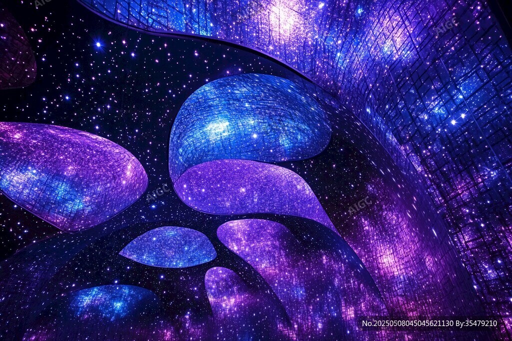 梦幻紫色星空抽象艺术图景