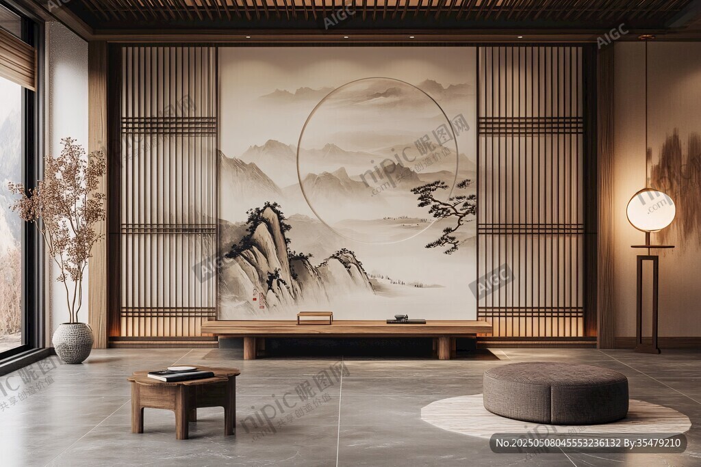 中式禅意客厅山水装饰画