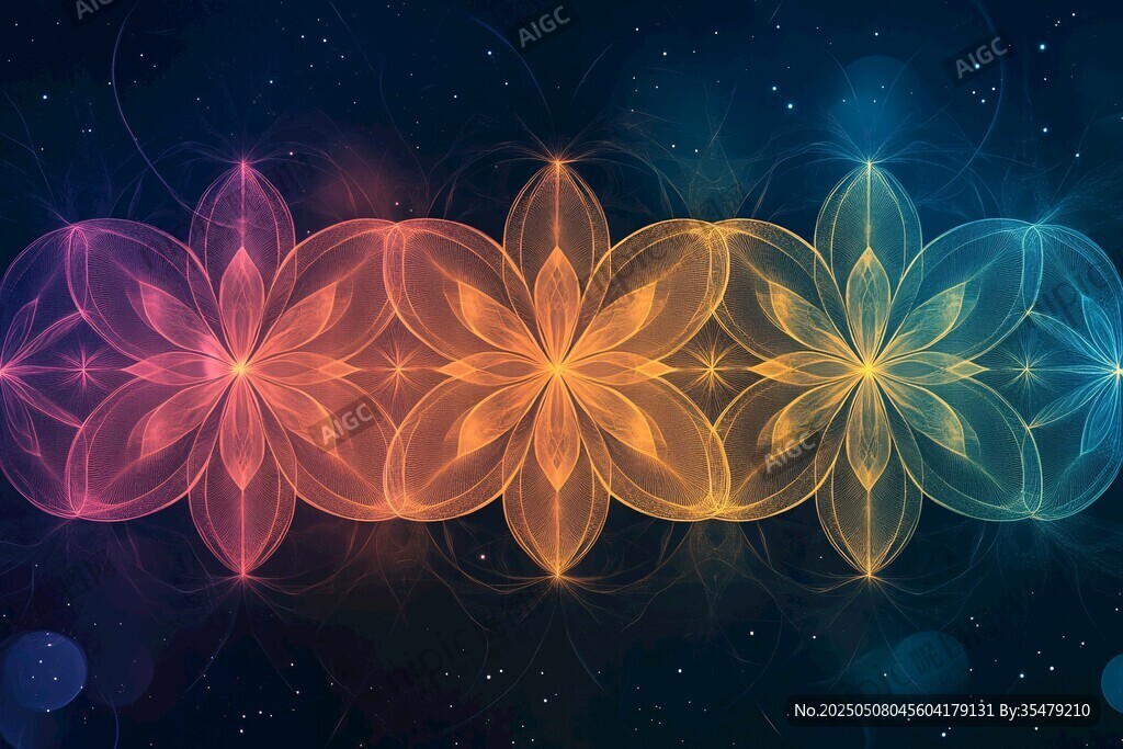 梦幻炫彩花朵星空背景图