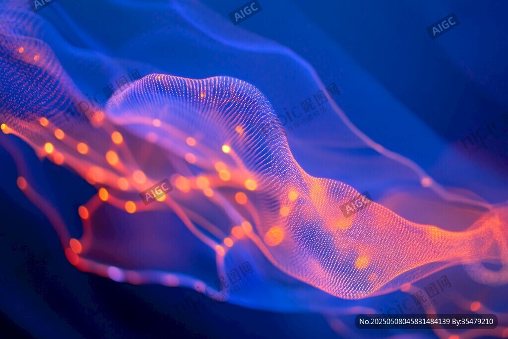 梦幻炫彩的流动光影线条