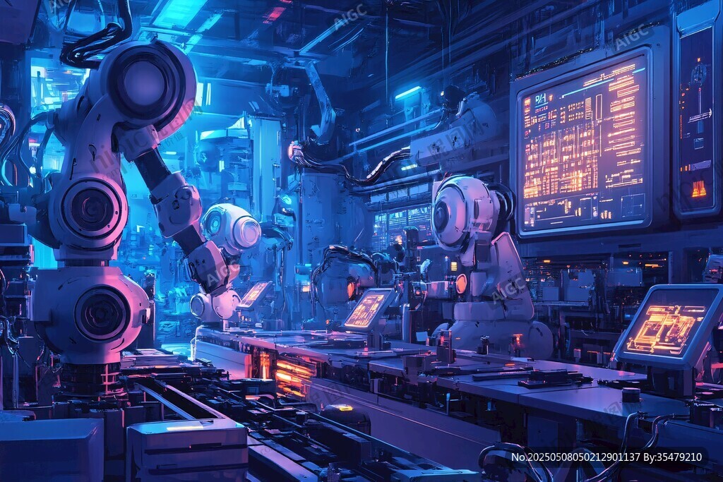 未来智能工厂的机械臂场景