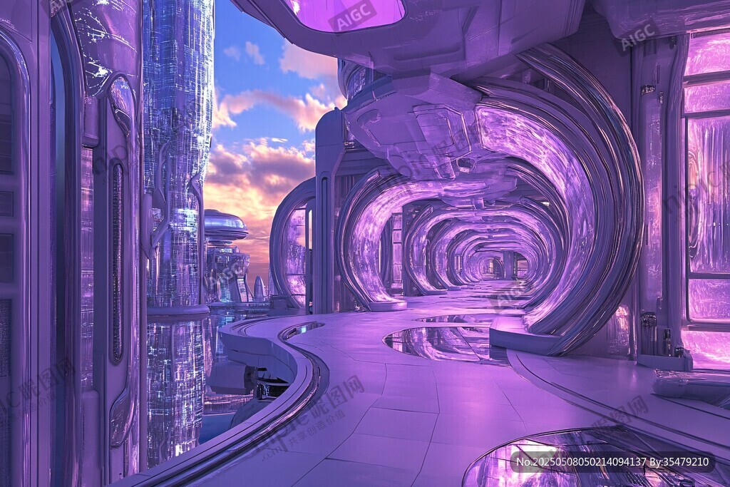 梦幻紫色未来科幻通道