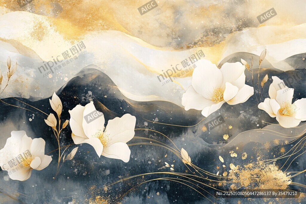 水墨玉兰 梦幻写意花卉图景