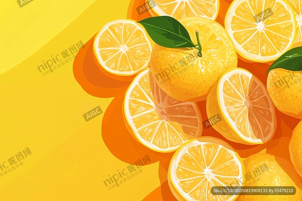鲜橙切片图 清新水果风