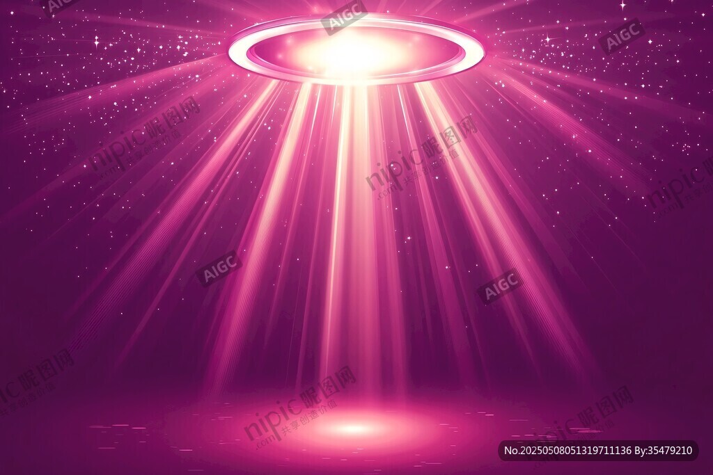 紫色科幻飞碟光束特效图