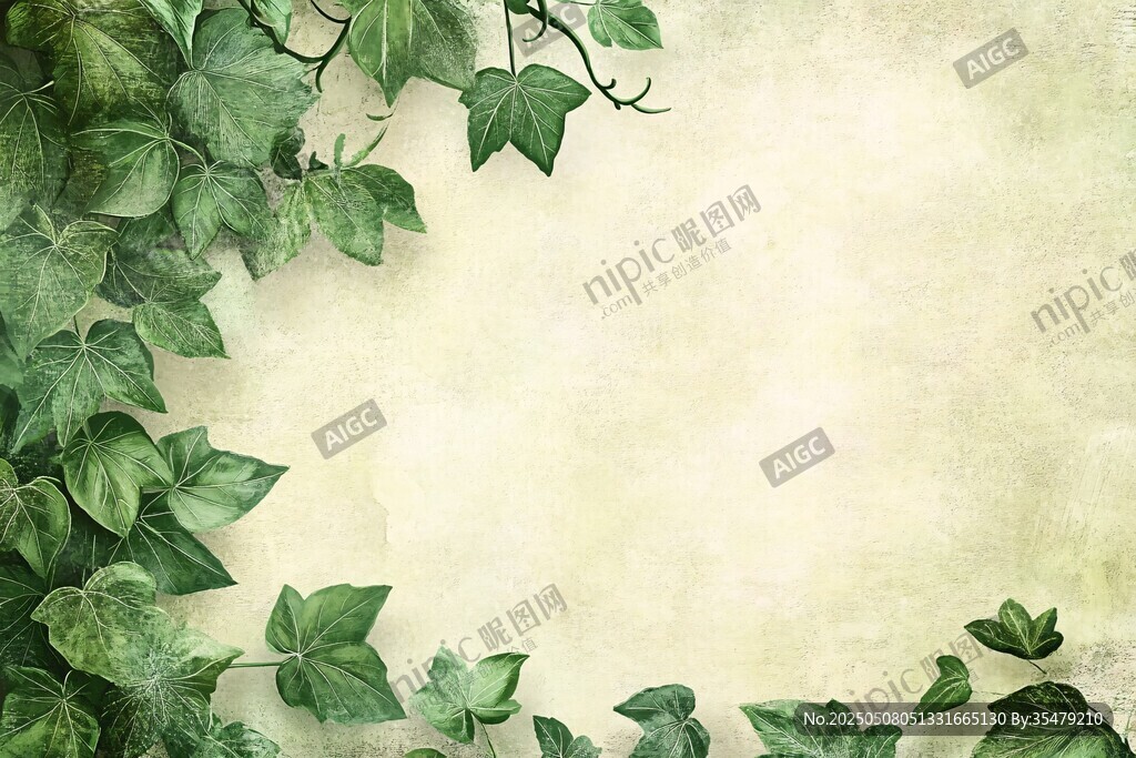 绿叶藤蔓装饰复古背景图