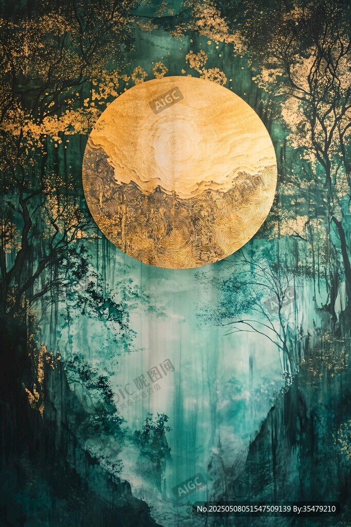 梦幻月夜森林奇幻景象