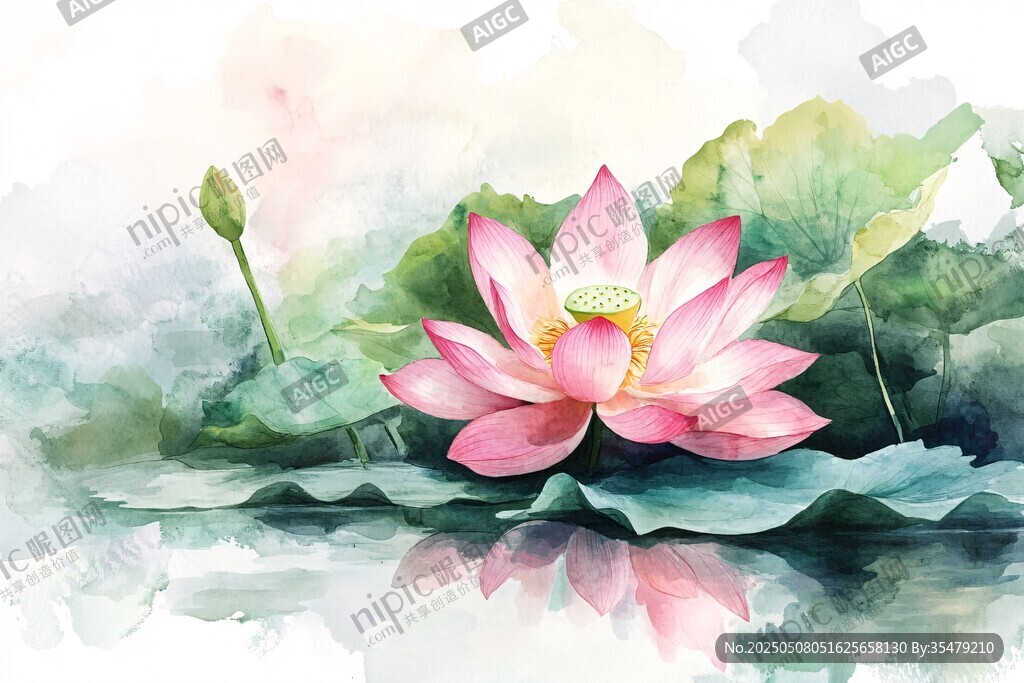 水墨荷花图