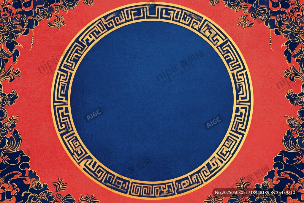 中式古典风圆形花纹背景图