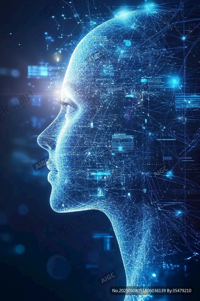 科技感人脑与数据交织图像