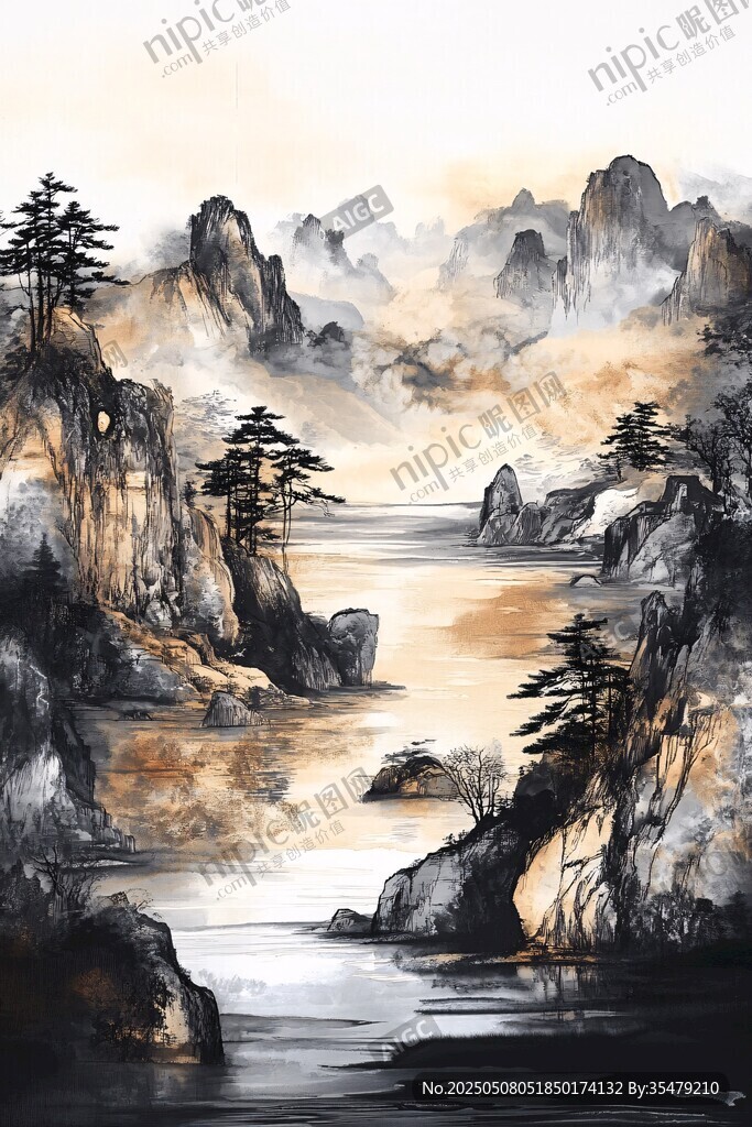 水墨山水间的静谧景致