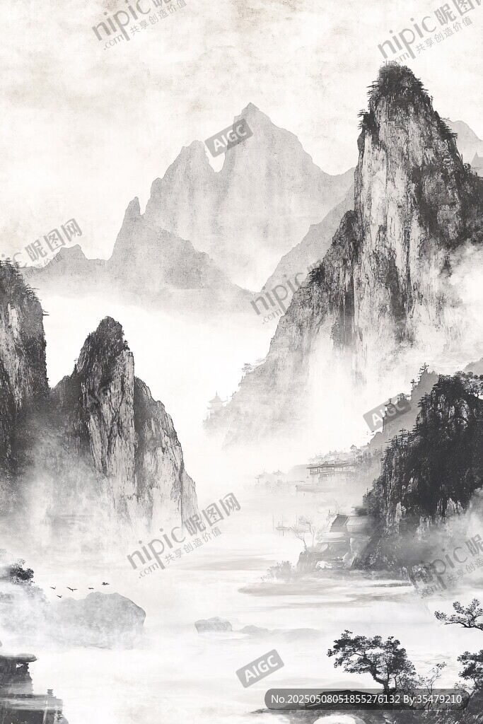 水墨山水间的诗意景致