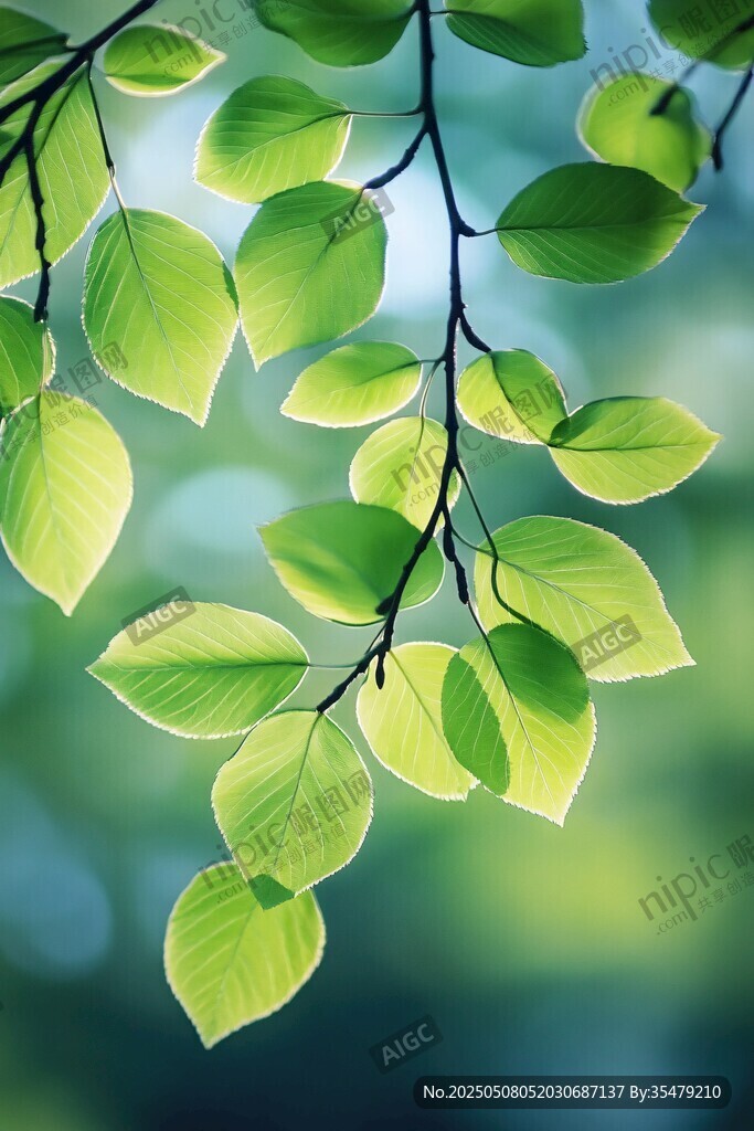 嫩绿新叶的清新景致