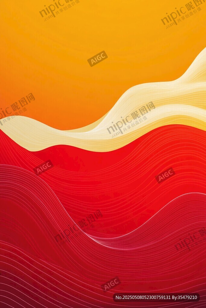 橙红渐变波浪抽象背景图