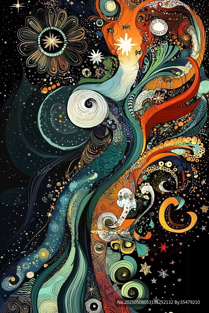 梦幻宇宙抽象艺术插画