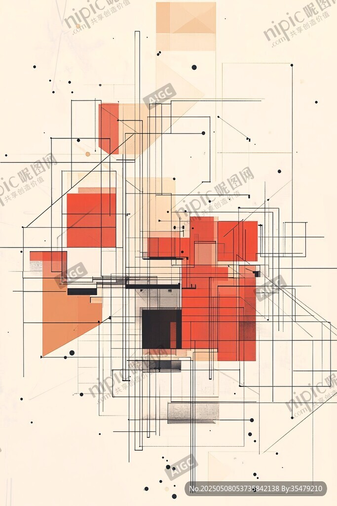 抽象几何色块构成艺术画