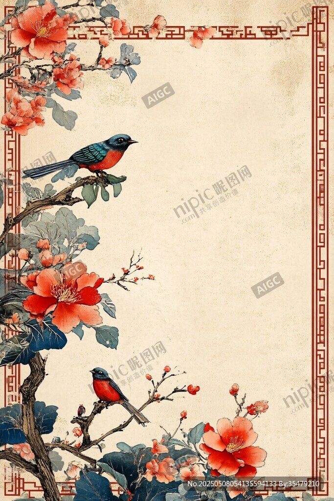 花鸟中式边框图