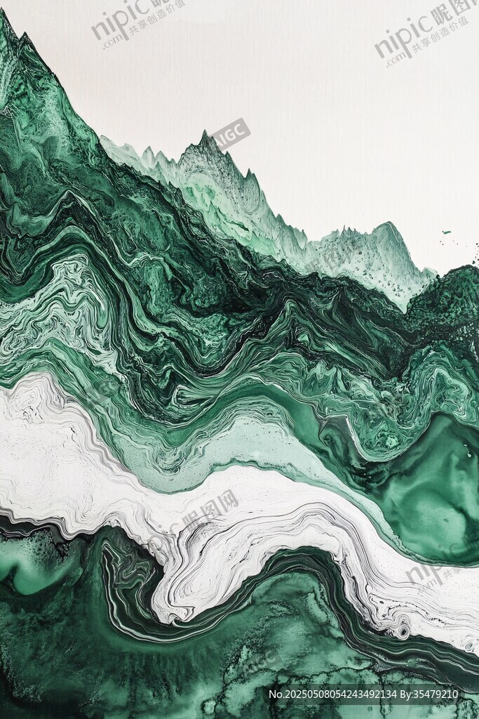 墨绿山水抽象艺术画作