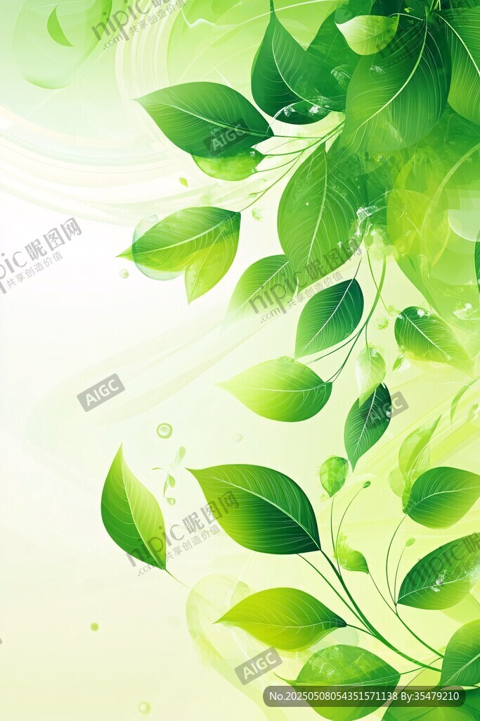 清新绿叶背景图
