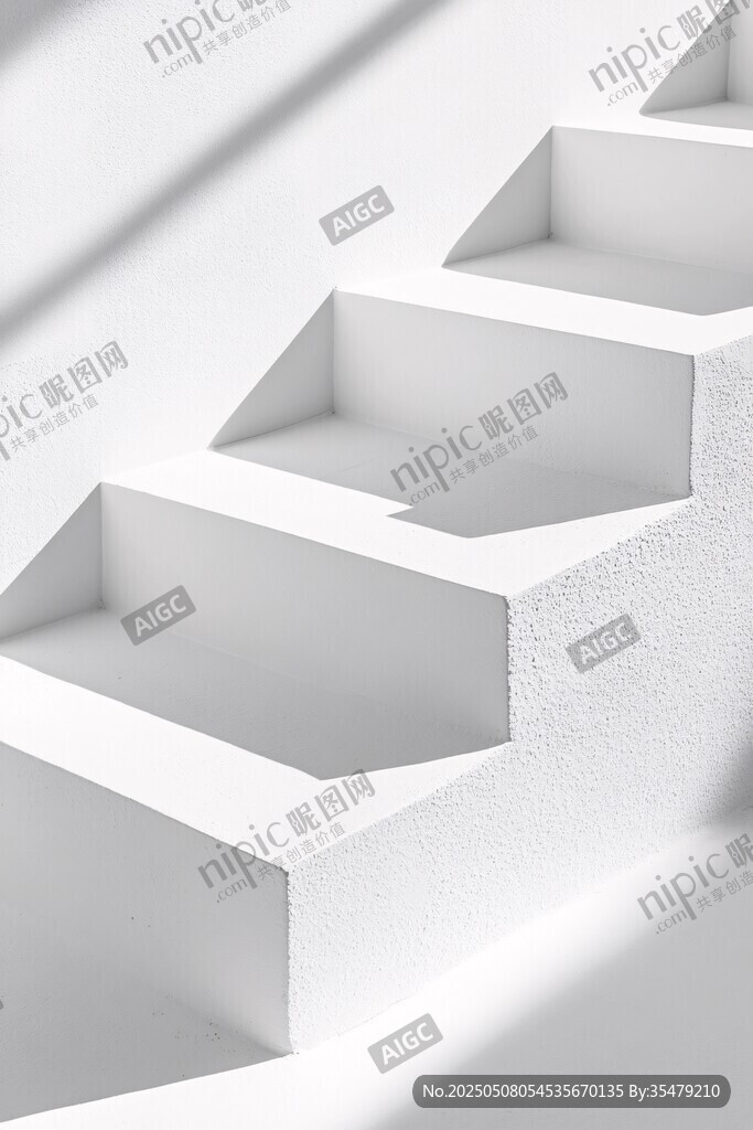 白色简约几何阶梯建筑设计