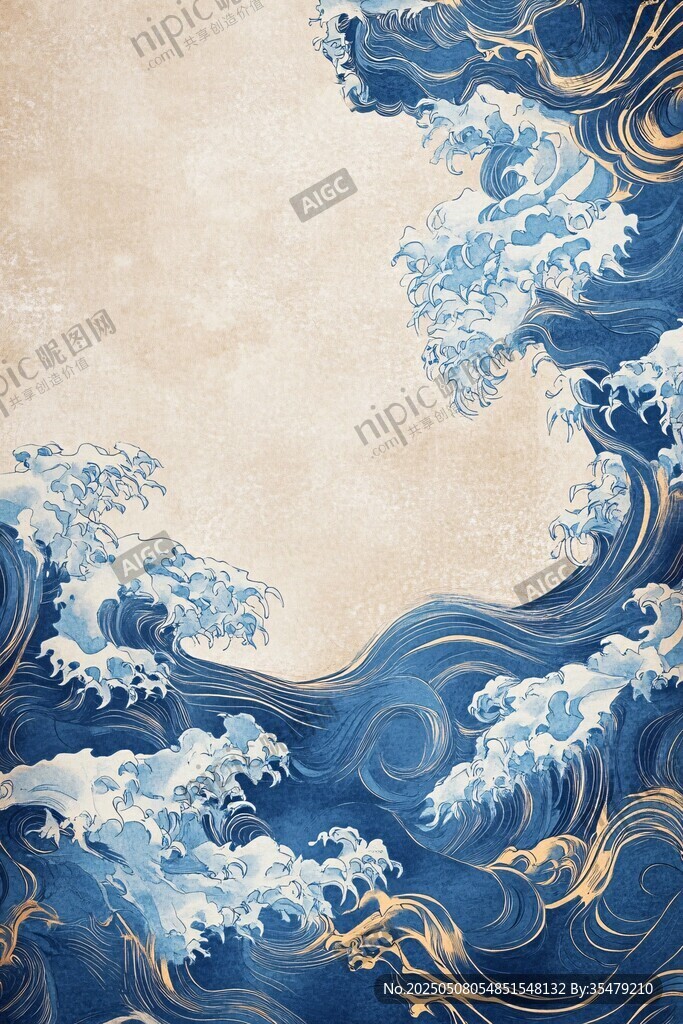 中式海浪纹理背景图
