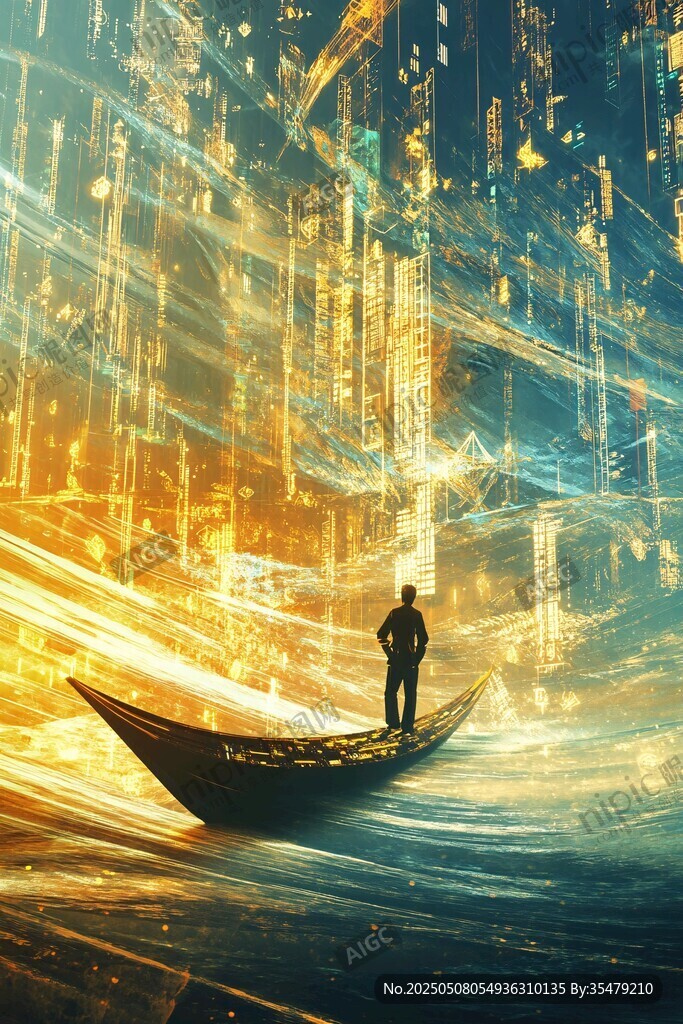 一人独舟于幻彩数字之境