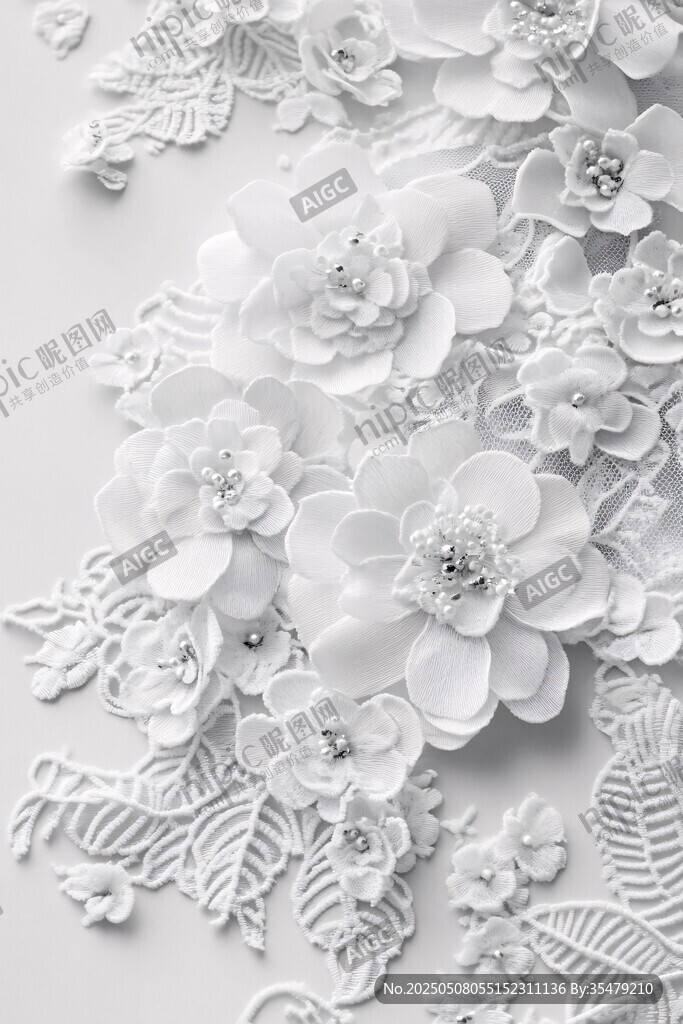 白色立体花卉装饰图案