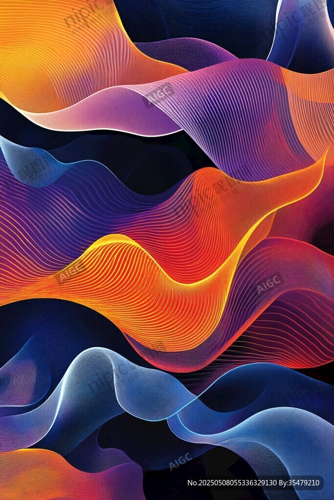 绚丽动感波浪抽象艺术图案