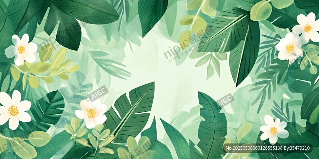清新绿植花卉背景图