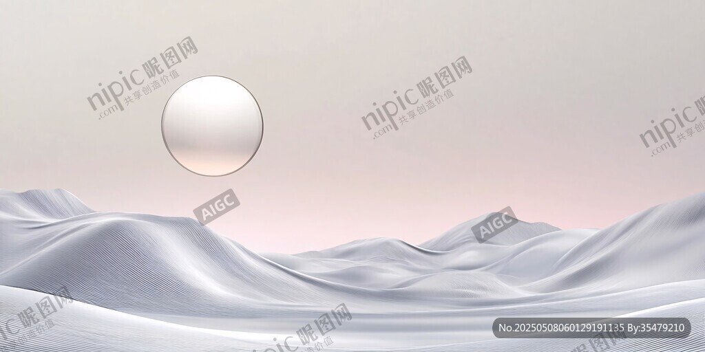 银色沙漠上的悬浮圆球