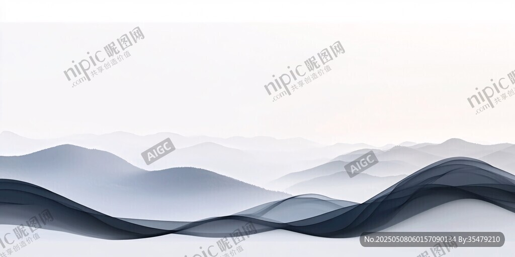 水墨群山 灵动线条意境美