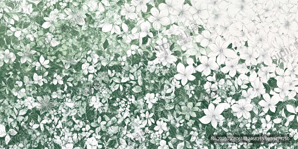 清新白花绿植背景图