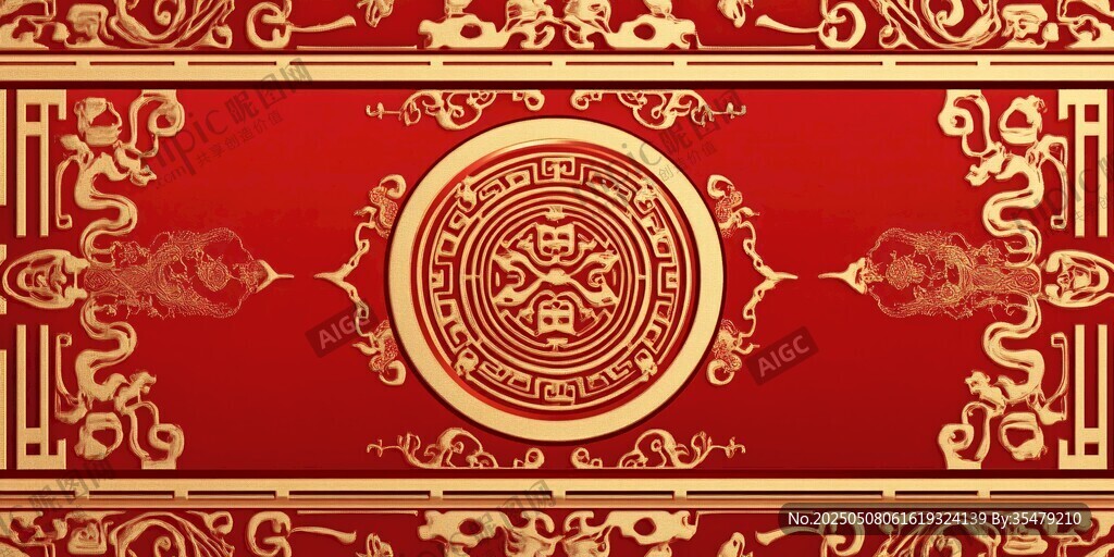 中式红金古典花纹图案