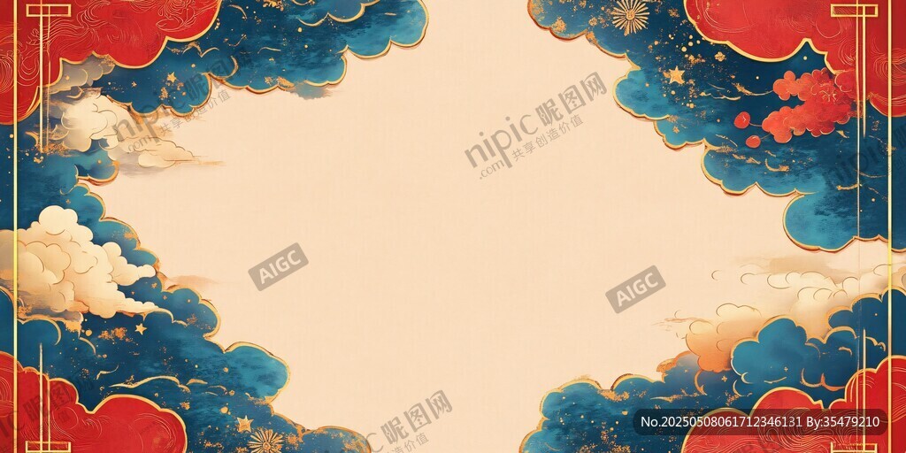 中式云纹边框背景图