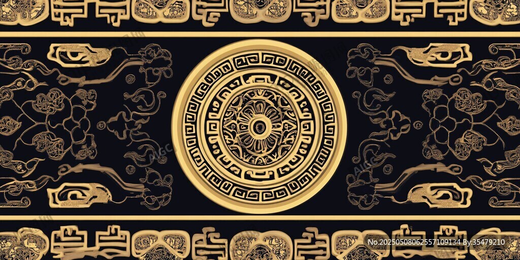 中式黑金古典花纹图案