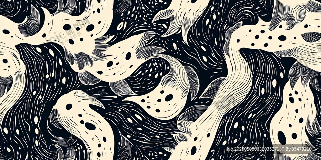 黑白抽象流体纹理图案