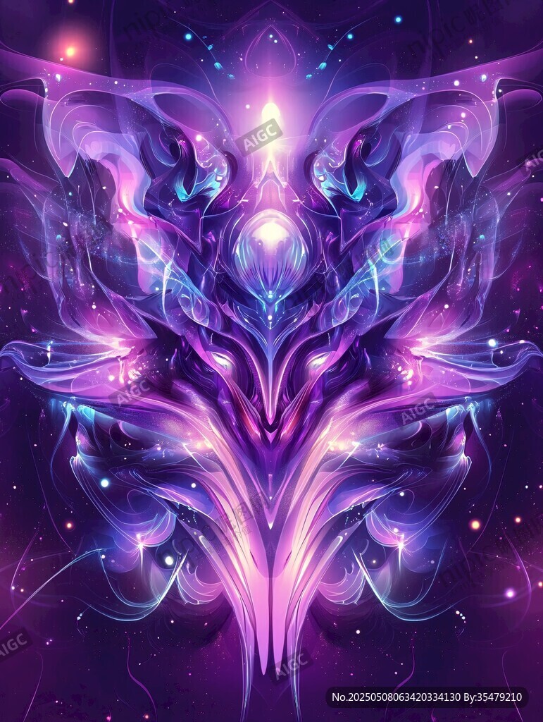 梦幻紫色神秘花卉光影图